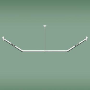 Imagem de Naiture varão de cortina de chuveiro neo-angular de alumínio com suporte de teto, 76 x 94 x 76 cm, acabamento branco brilhante