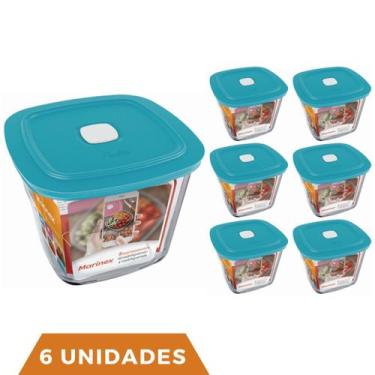 Imagem de 6 Potes Vidro Quadrado Alto Com Tampa Facilita Marinex 1L - NADIR FIGU