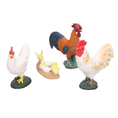 Imagem de Zhjvihx Figuras de Frango da Fazenda Conjunto, Coroa de Galinha de Galo Real Cores Vibrantes Delicadas 4pcs Portáteis para o Natal para o Jardim