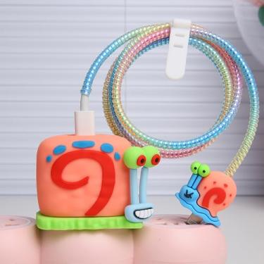 Imagem de Yluirktfa Capa de carregador compatível com iPhone 20W USB-C adaptador de alimentação carregador 3D design bonito desenho animado capa protetora cabo capa protetora fio capa protetora para iPhone 16