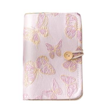 Imagem de WREWING A5 Caderno de flores bordado, caderno de encadernação de botão amarrado com corda, fichário recarregável com 6 anéis, papel de 180 páginas, fichários de planejador pessoal para uso diário e