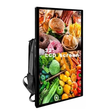 Imagem de Mochila de anúncios LCD Welaso de 27/32 polegadas, 4G+32G, tela sensível ao toque, projeção de tela sem fio para aplicativo, bolsa de caminhada humana, outdoor digital (32 inches Screen+4G RAM +32G)