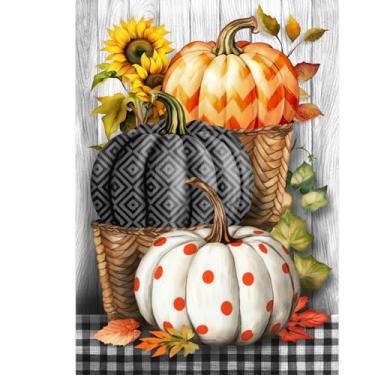 Imagem de Briarwood Lane Bandeira de jardim empilhada de cesta de abóbora