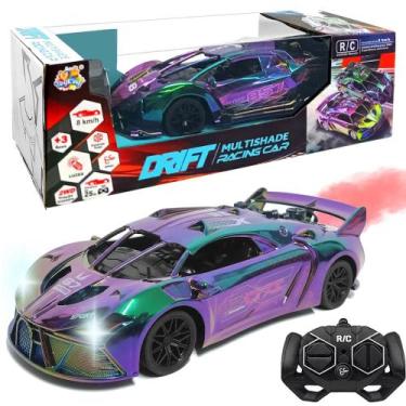 Imagem de Carrinho Recarregável Solta Fumaça Pintura Perolizada Camaleão com Luz