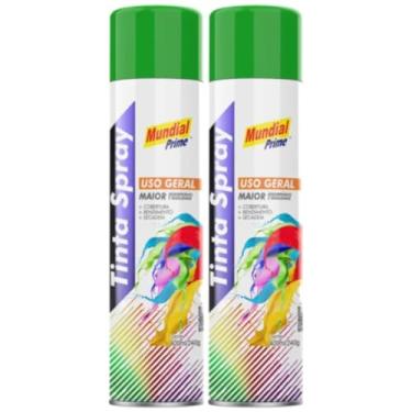 Imagem de Kit 2 Tinta Aerossol Spray Verde Bandeira Uso Geral 400ml/240g Mundial Prime