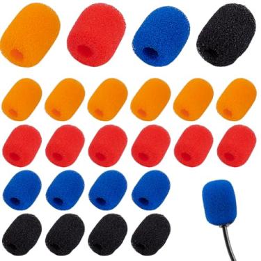 Imagem de AHANDMAKER Pacote com 40 minimicrofone de 18 x 14 mm, capa de espuma, 4 cores, filtro pop de espuma para estúdio de podcast, transmissão ao vivo, jogos, gravação de música, festival, decoração de