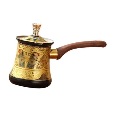 Imagem de IEUDNS Cafeteira turca com tampa para fogões a gás, bule de chá multifuncional, copo com manteiga de chocolate para camping, 350ml