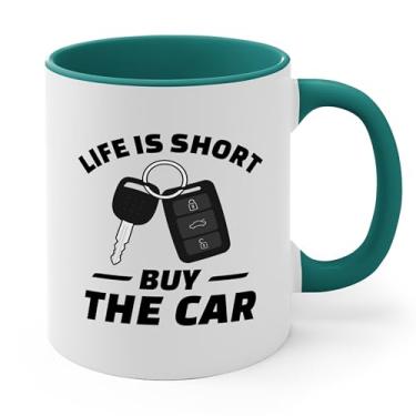 Imagem de Caneca 2 tons de vendedor de carros verde 325 ml - Compre o carro - revendedor vendedor entusiastas de carros colecionador carro cara marido pai