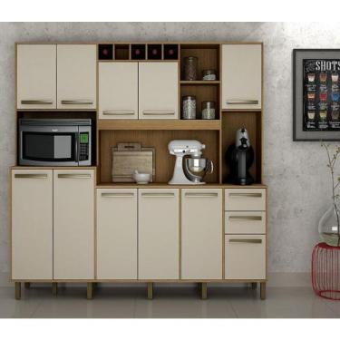 Imagem de Armário de Cozinha Petra 11 Portas e 02 Gavetas Valdemóveis, CINAMONO/