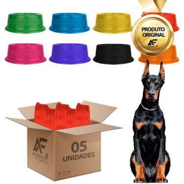Imagem de 5un Comedouro Bebedouro Simples Cães E Gatos 1900ml Plástico - AferMix