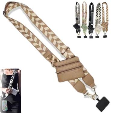 Imagem de Alça de telefone com bolsa com zíper e alça tiracolo (marrom) - Marca 