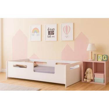 Imagem de Cama Montessori Infantil Solteiro Branca com Proteção Segura - Freitas