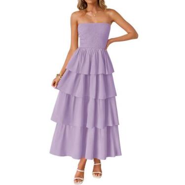 Imagem de Vestido maxi ZESICA Summer 2025 para mulheres sem alças roxo