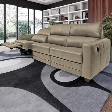 Imagem de Sofá Sala de Cinema Elétrico Maldivas Reclinável Retrátil 4 Lugares 281cm Couro Avelã G40 - Gran Belo