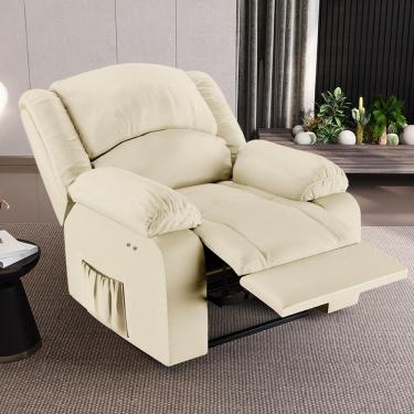 Imagem de Poltrona do Papai Reclinável Sala de Cinema Madrid Power Touch Massagem USB PU Bege  G23