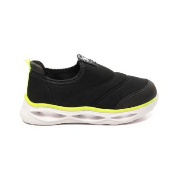 Imagem de Tênis Infantil Molekinho Slip On Calce Fácil LED, Preto, 19