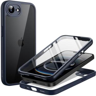 Imagem de JETech Capa para iPhone 16e 6,1 Polegadas 2025 com Película de Vidro Temperado Integrada, Case de Corpo Inteiro de 360 Graus, Proteção Resistente Traseira Transparente (Azul Tempestade)