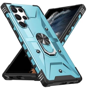 Imagem de SORAKA Capa para Samsung Galaxy S23 Ultra com suporte para anel,PC rígido e TPU macio,proteção dupla 2 em 1,compatível com suportes magnéticos para carros