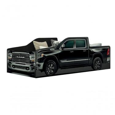 Imagem de Cama Infantil Solteiro Caminhonete Raam Preta 100% Mdf Resistente