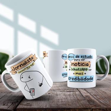 Imagem de Caneca De Porcelana 325ml Flork Profissões Feminino Jornalista