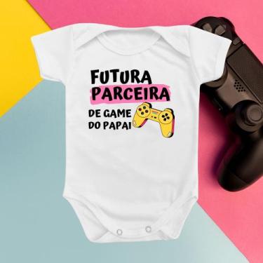 Imagem de Roupinha Body de Bebê Temático Futura Parceira de Game do Papai Jogar 