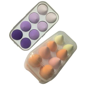 Imagem de Kit Estojo De Esponjas Para Maquiagem, 8 Peças, Cores E Formatos Sortidos, Ideal Para Corretivos, Base E Pó, Para Todos Os Tipos De Pele, Macias E Laváveis