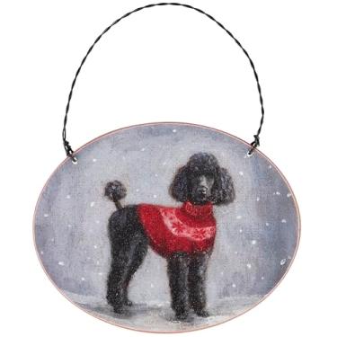 Imagem de Primitives by Kathy Ornamento - Poodle aconchegante ornamentação de madeira design festivo/Personalize as costas com nome do animal de estimação, data, memórias/decoração de árvore rústica