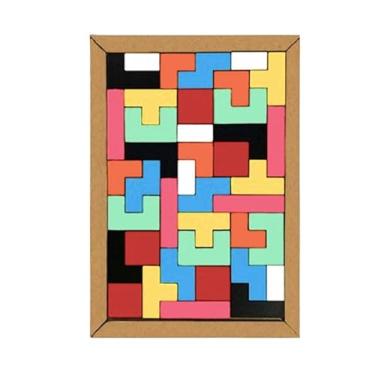 Imagem de Brinquedo Educativo Pedagógico Bloco Mágico Colorido Montessori em Madeira nas Cores