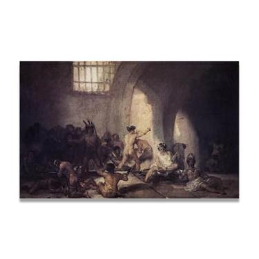 Imagem de Impressão em tela romântica espanhola Fábrica de Pó na Serra Francisco De Goya - Obra-prima do influente pintor romântico 20 x 32 cm emoldurado