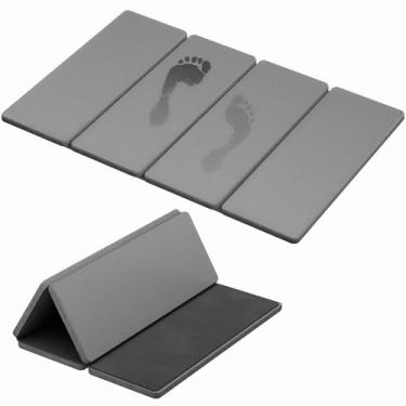 Imagem de Summer&Kiss Tapetes de banho dobráveis de pedra para banheiro, tapete antiderrapante de terra de diatomáceas, super absorvente e de secagem rápida, tapetes de secagem de pratos para balcão de cozinha