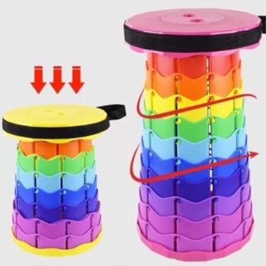 Imagem de Banqueta Retrátil Portátil Ajustável Banquinho Dobrável Camping Pesca Com Alça