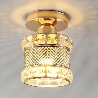 Imagem de Luminária De Teto De Cristal Moderna E Minimalista Lâmpadas Base De Lâmpada De Iluminação Doméstica Abajur,luminárias de teto para sala(2,Ouro-FY（110V-220V）)