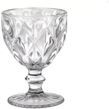 Imagem de Jogo de Taças de Vidro Diamante, 6 Peças, Transparente, 340ml, Design Facetado, 17cm Altura x 9,2cm Diâmetro, para Água, Vinho e Coquetéis