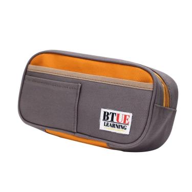 Imagem de Estojo de lápis de lona elegante e funcional laranja/bege