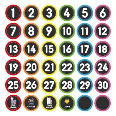 Imagem de Adesivos de marcadores de pontos numéricos – 36 peças de adesivos de números decoração de sala de aula, números de piso de vinil reposicionáveis, pontos alinhados para chão de sala de aula, pré-escola