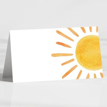 Imagem de Pacote com 120 cartões Boho Sun Party Place, 8,9 cm x 5 cm, cartões de nome de barraca de mesa dobráveis, etiquetas de alimentos para chá de bebê, festa de aniversário, recepção, mesas de recepção