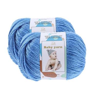 Imagem de Fio de malha para bebês – lã merino 10%, algodão 40%, nylon, 50% novelo de fio macio misturado adequado para tricô de crochê, cobertores de bebê e roupas (aproximadamente 50 g/160 jardas) [conjunto de