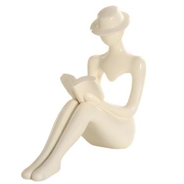 Imagem de Decoração de escultura abstrata moderna, arte de resina para salas de estar, presente de casamento, bege e cinza, várias poses artísticas