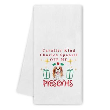Imagem de Noaleviax Toalhas de cozinha Cavalier King Charles Spaniel, decoração de Natal de cachorro engraçado, presentes para amantes do Cavalier King Charles Spaniel, toalhas de mão para cães, pano de prato