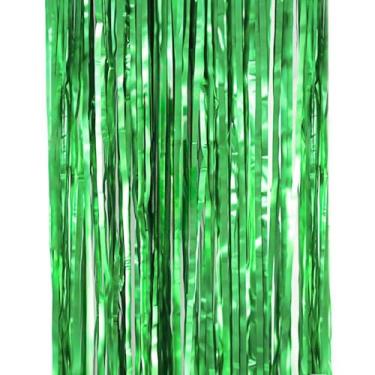 Imagem de Cortina Metalizada Verde para Decoração de Festas, 1m x 2m, Plástico