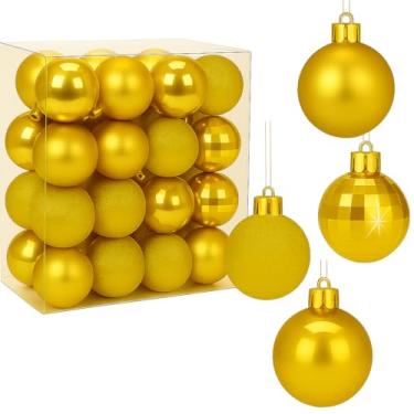 Imagem de Kit 18 Bolas de Natal Douradas 6cm – Lisas, Foscas e com Glitter | Enfeites Decorativos para Árvore Natalina e Decoração de Fim de Ano