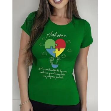 Imagem de Camiseta Camisa Algodão Feminina Masculina Adulto Campanha Abril Azul 