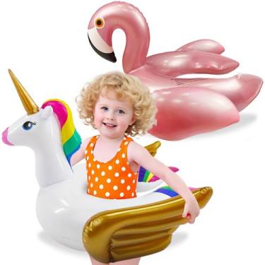 Imagem de Pool Floats iGeekid Unicorn Flamingo para crianças de 3 a 8 anos, paco