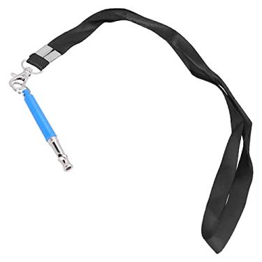Imagem de GOWENIC Apito para Treinamento de Cães, Controle Ultrassônico Ajustável de Latidos, Plástico Rígido de Metal, Compacto, Durável, Com Cordão (Azul com corda)