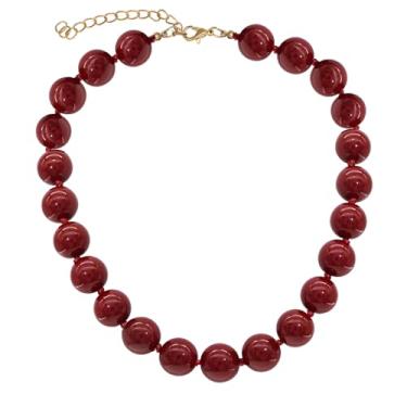 Imagem de JNF Colar de gargantilha turquesa grossa feminina com contas grandes e turquesa, X-Large, Acrílico, Sem Pedra Preciosa