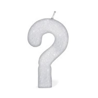 Imagem de Vela de Aniversário Silver com Gliter Interrogação Branco