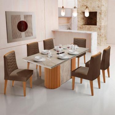 Imagem de Mesa De Jantar Aspen 180cm Tampo Bp Canto Reto 6 Cadeiras.