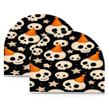 Imagem de Wassud Caveiras divertidas com chapéus, suporte de guardanapo de acrílico, dispensador de guardanapo de papel moderno em forma de U para mesa, cozinha, sala de jantar, bancada 2 peças (comporta 50-60