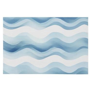 Imagem de Wassud Tapete de porta simples azul marinho 61 x 89 cm, tapete de área lavável antiderrapante com suporte de borracha, tapete macio e macio para sala de estar, quarto, entrada, entrada