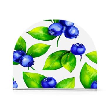 Imagem de xigua Suporte de guardanapo acrílico de mirtilos e folhas, porta-guardanapos para mesas cozinha restaurante decoração de casa, suporte decorativo moderno para guardanapos de coquetel de papel de